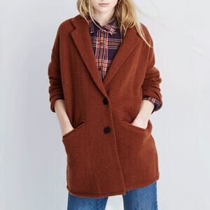 Madewell Merino Wool Slouchy Blazer Jacket Coatigan Rust Sweater Grandpacore S